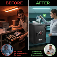 1.1 Cu. Ft. Steel Large Keypad Depository Safe, Black — Before & After