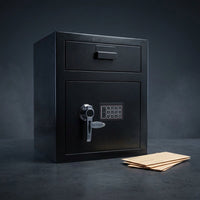 1.1 Cu. Ft. Steel Large Keypad Depository Safe, Black — Studio Shot