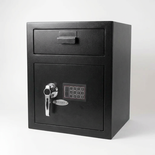 1.1 Cu. Ft. Steel Large Keypad Depository Safe, Black — Studio Shot
