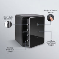 1.5 Cu. Ft. Touchscreen Biometric Keypad Security Safe — infographic