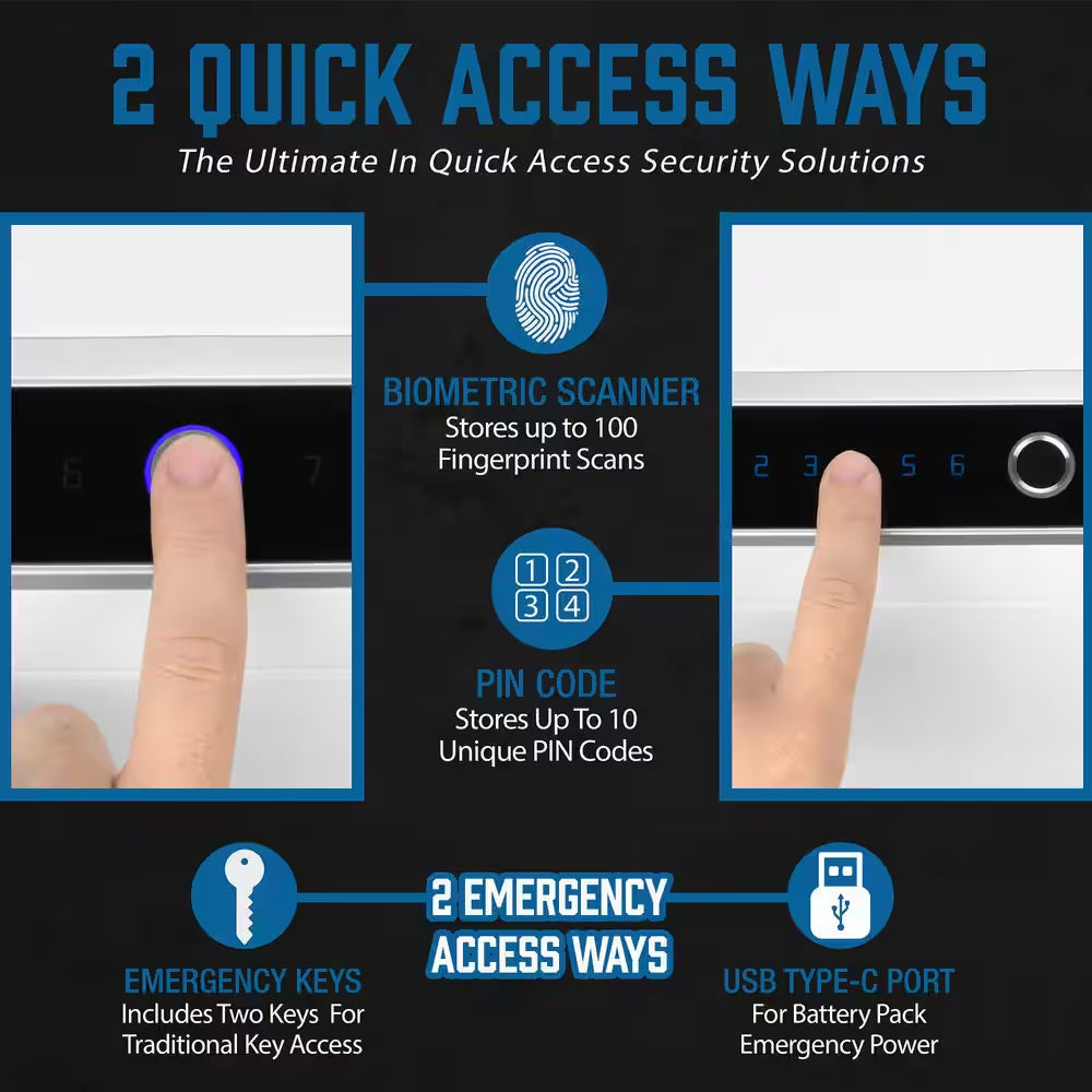 0.92 Cu. Ft. Touchscreen Biometric Keypad Security Safe
