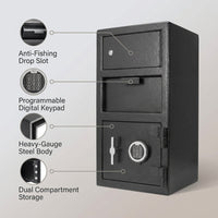 Large Locker Depository Safe with Digital Keypad, 0.72 and 0.78 Cu. Ft. — infographic